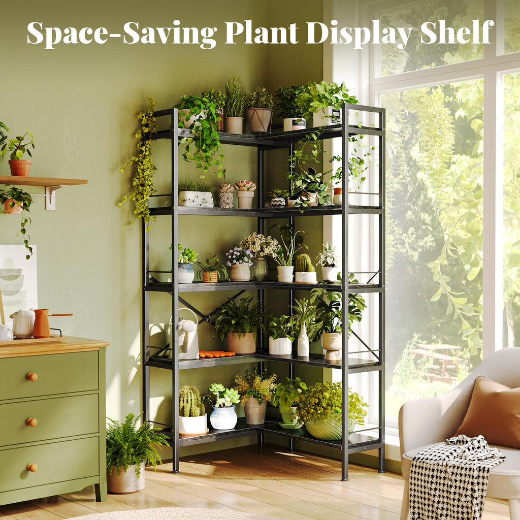 5 Tier L Shaped Corner Bookshelf with 10 Open Shelves T40995
