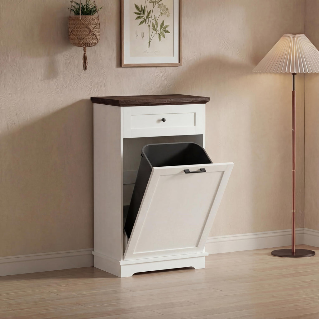Double Tilt Out Trash Cabinet for 10 Gallon Trash Cans, Antique White G28285