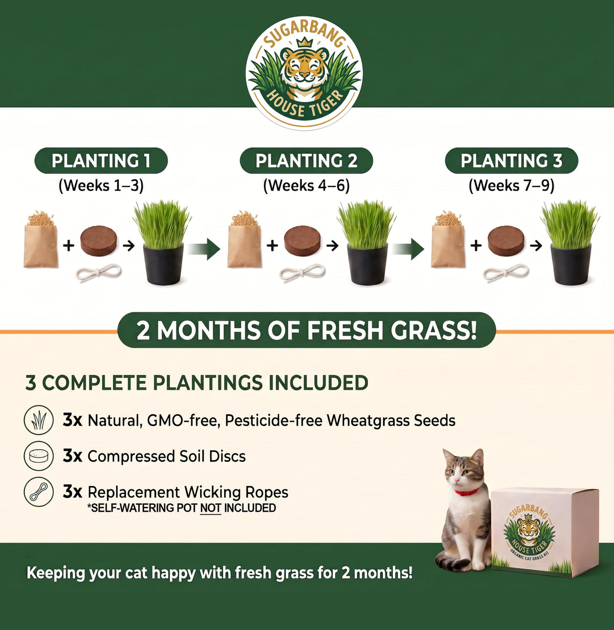 Cat Grass Growing Kit with 3-Pack Refill Z48383
