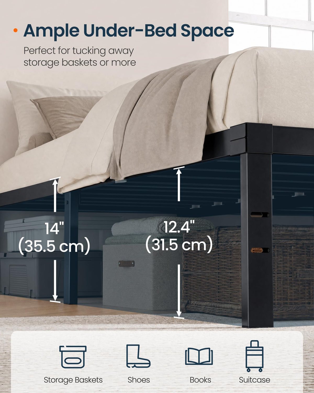 Queen Size 14 Inch Metal Platform Bed Frame G608623