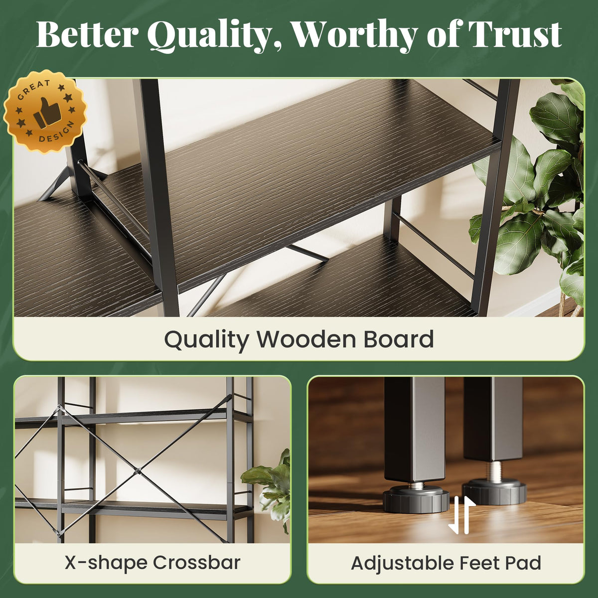 5 Tier L Shaped Corner Bookshelf with 10 Open Shelves T40995