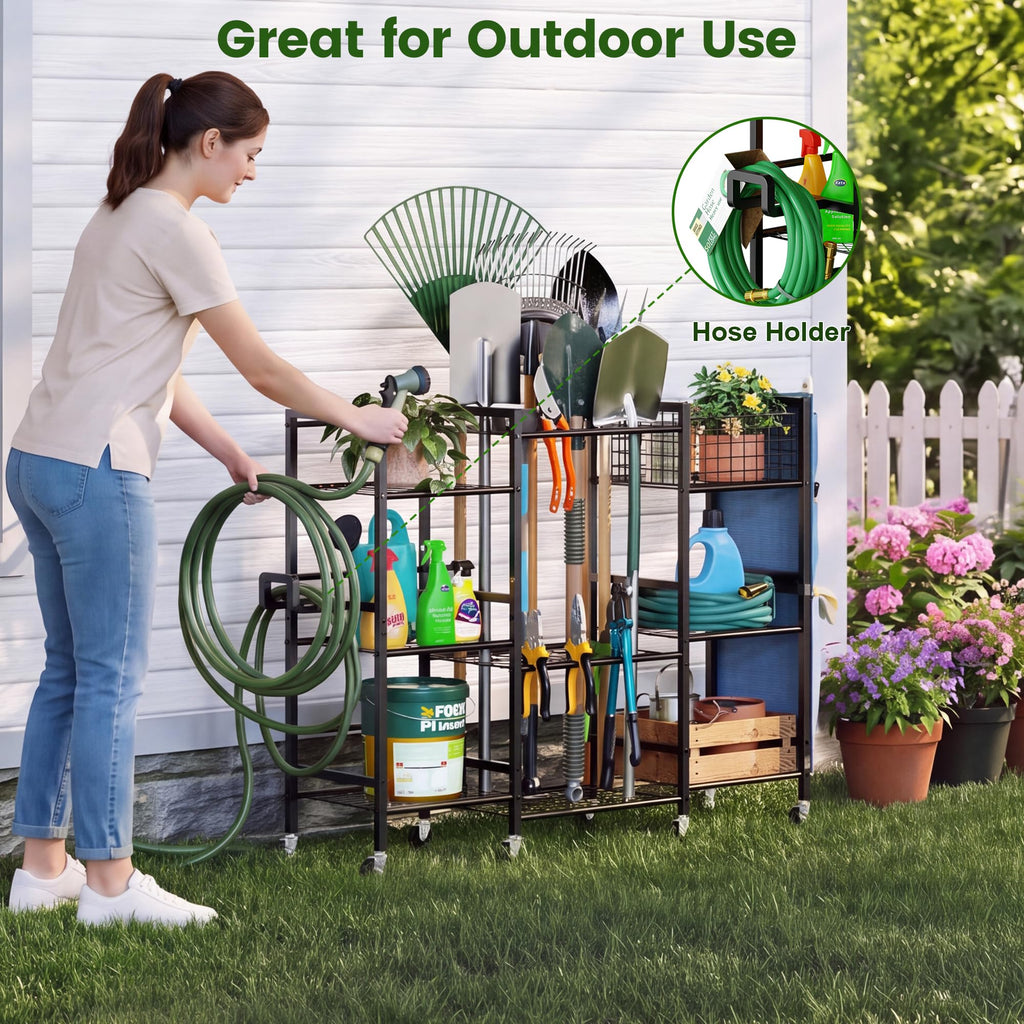 3-Sided Garden Tool Organizer with Wheels Q174