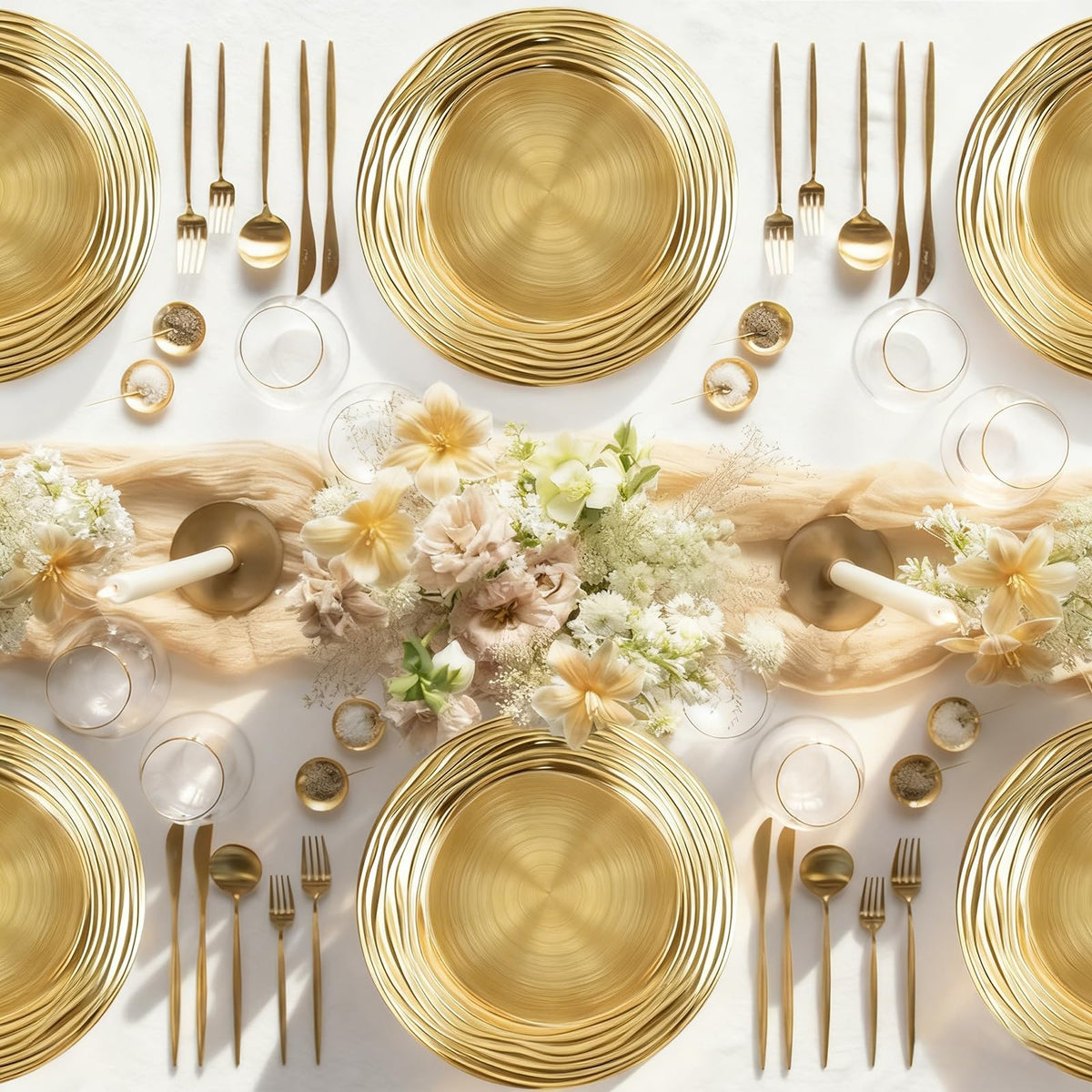 12 Pcs 13 Inch Round Gold Charger Plates J868192