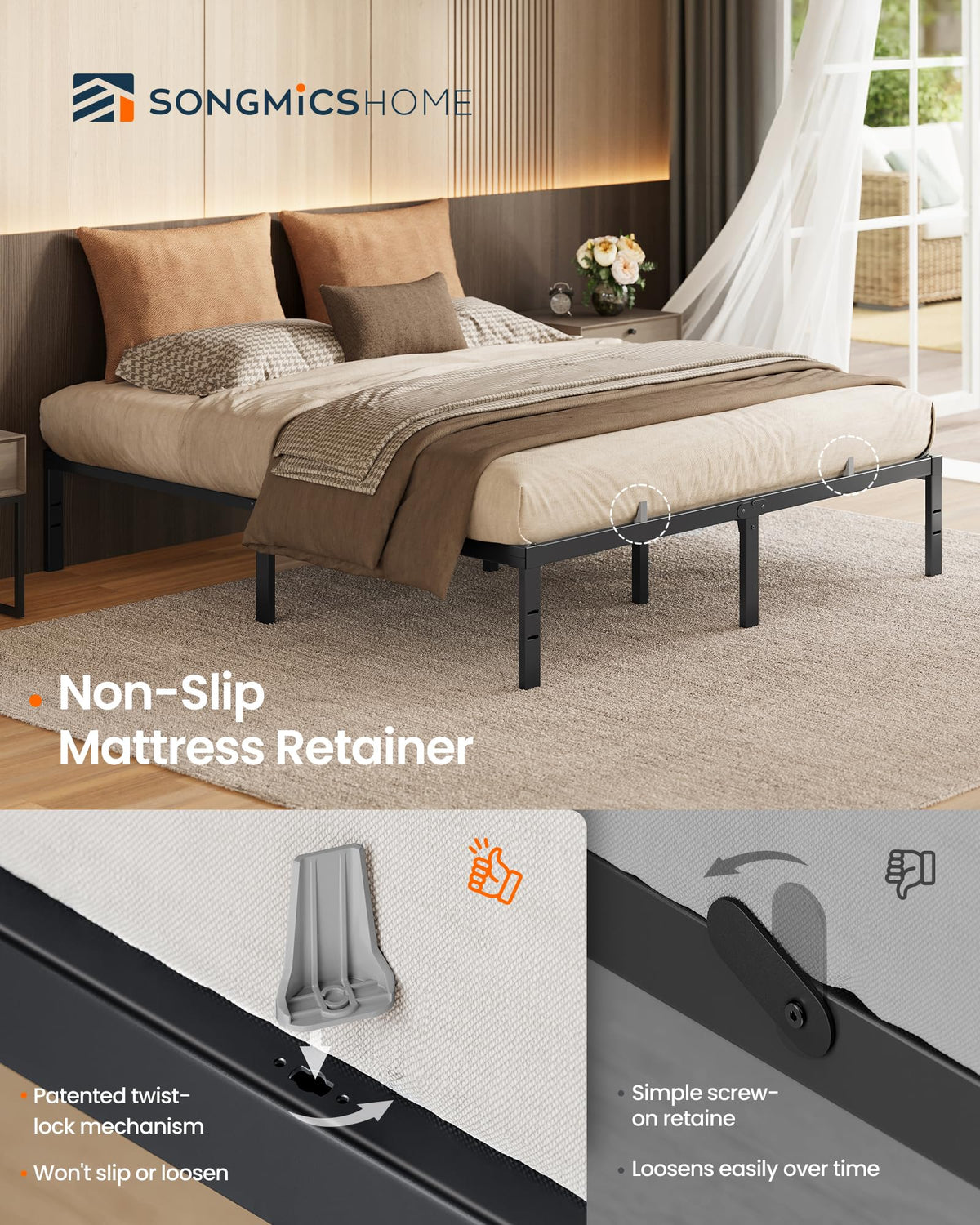 Queen Size 14 Inch Metal Platform Bed Frame G608623