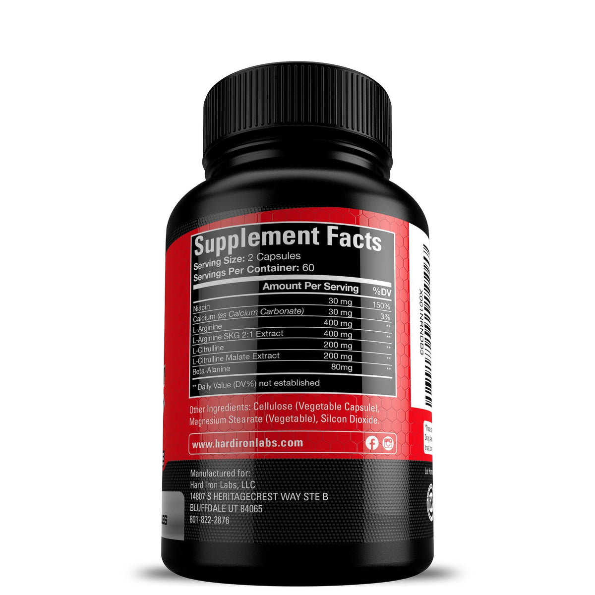 120 Capsules L-Arginine L-Citrulline Beta Alanine Pre-Workout Supplement S10650