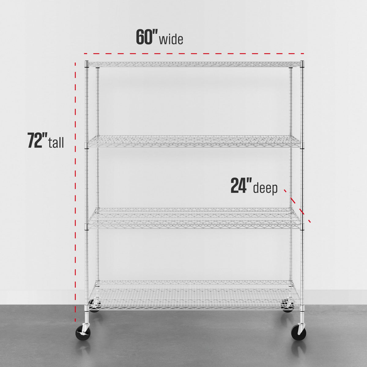 4-Tier Heavy Duty Steel Wire Rack with Wheels O58194