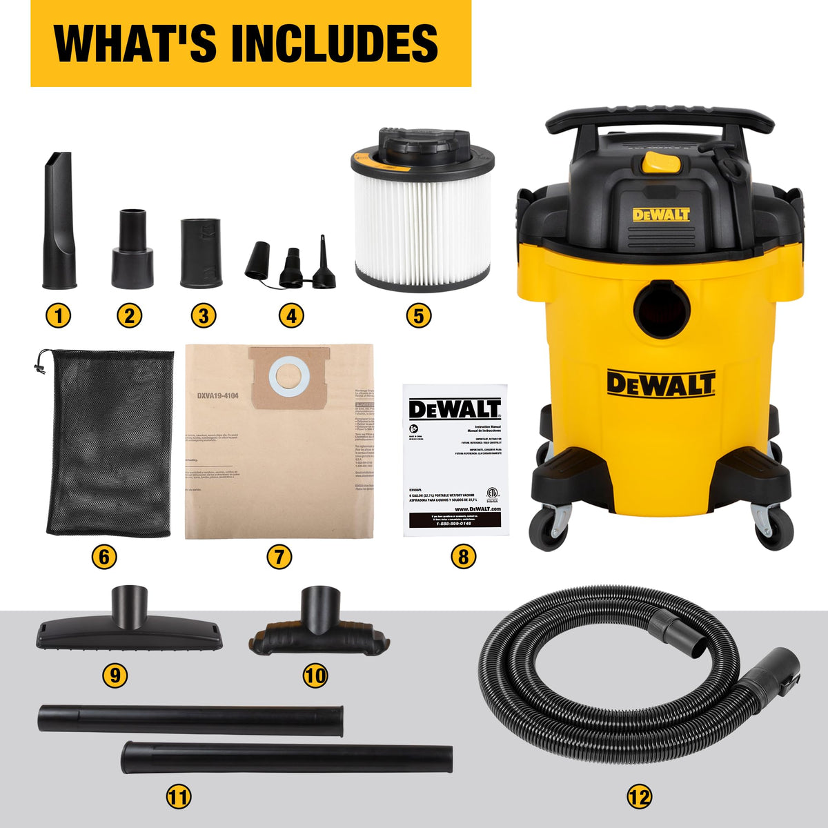 6 Gal. Poly Wet/Dry Vacuum with Hose and Accessories T6816