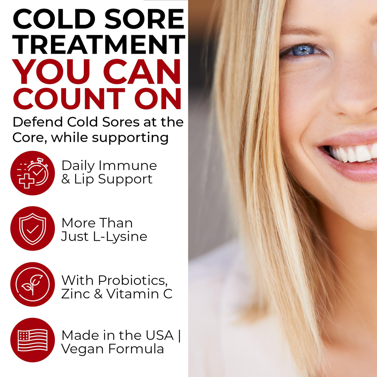 Cold Sore Treatment with L-Lysine, Zinc & Vitamin C E18798