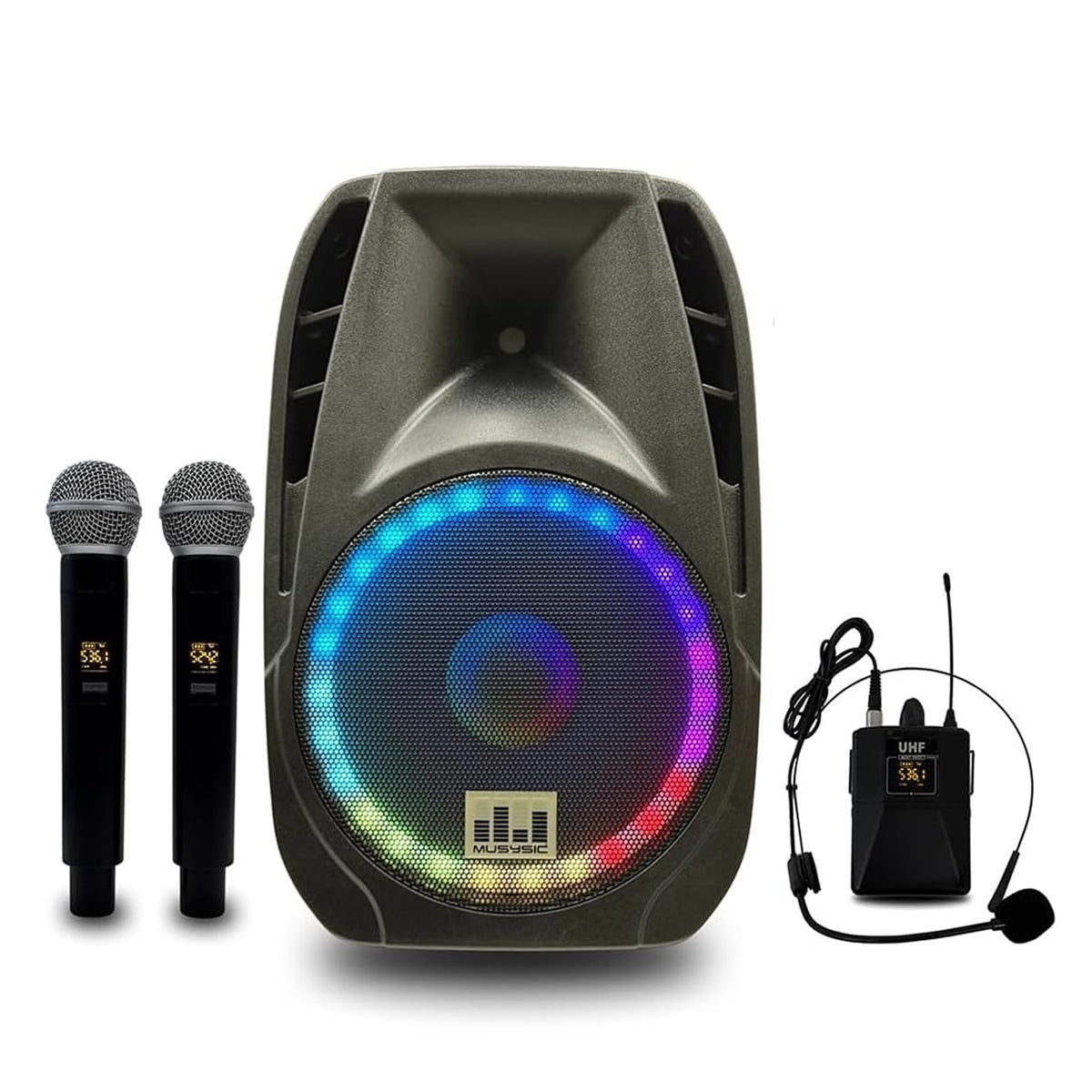 15" 2000W Portable PA Speaker System with Wireless Microphones N8067