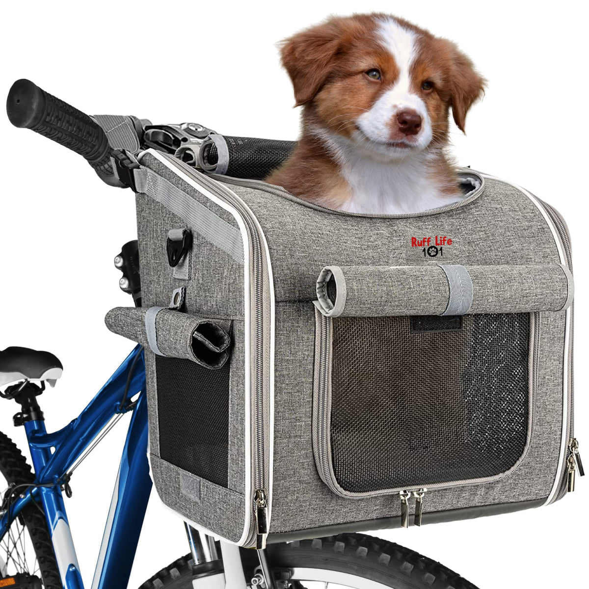 Expandable Reflective Pet Carrier Backpack with 4 Open Doors W9519