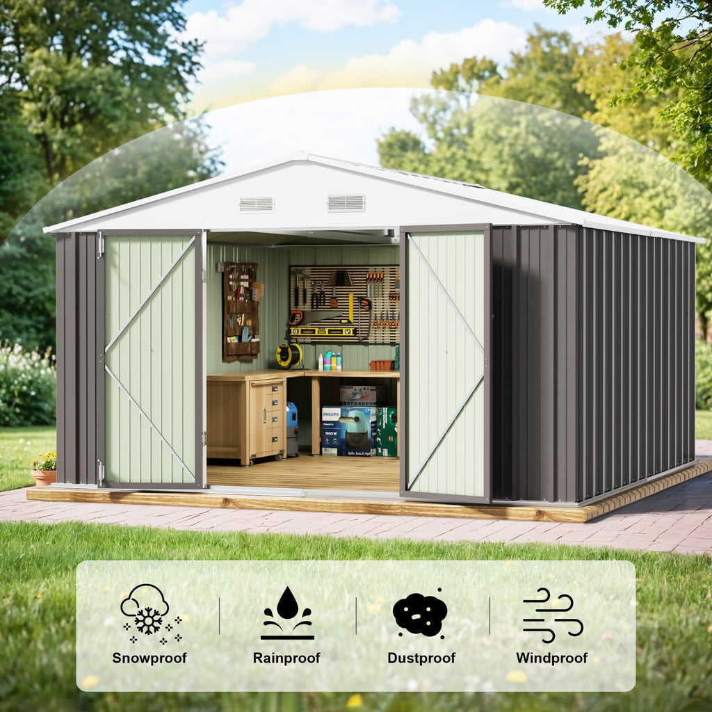 10x10 FT Grey Outdoor Storage Shed Q1520