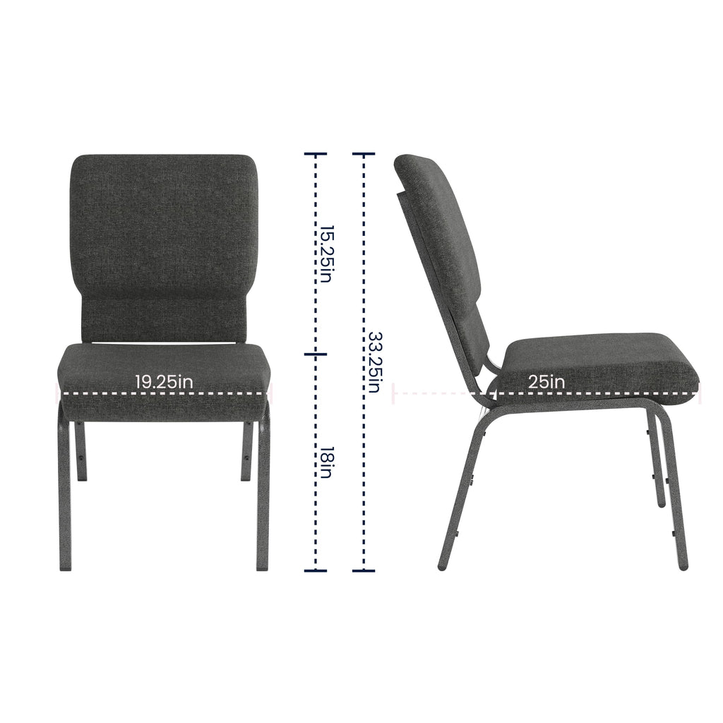 Dark Gray Fabric Stacking Church Chair 4 Pack R127