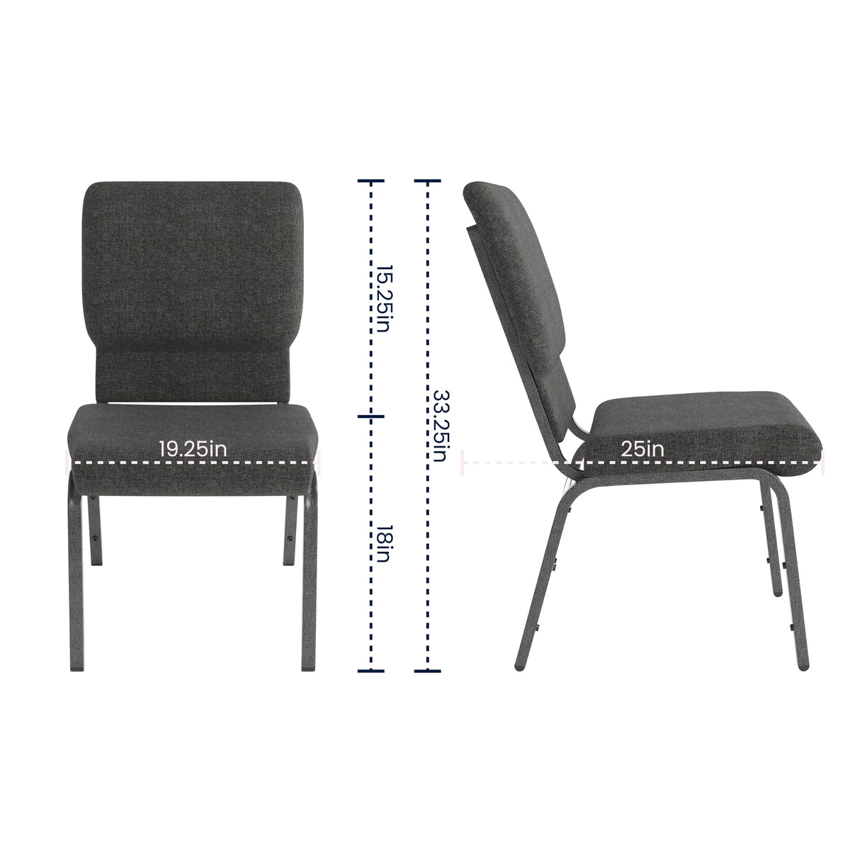 Dark Gray Fabric Stacking Church Chair 4 Pack R127