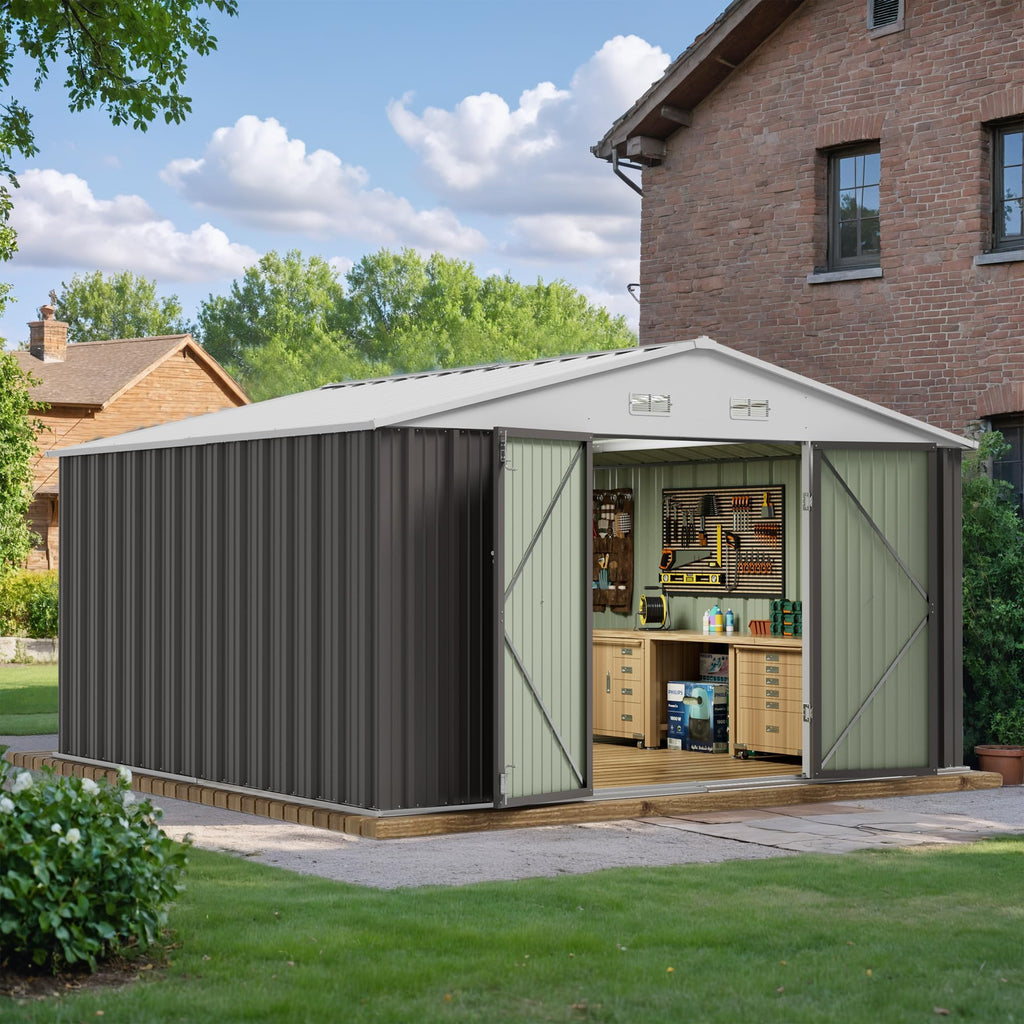10x10 FT Grey Outdoor Storage Shed Q1520