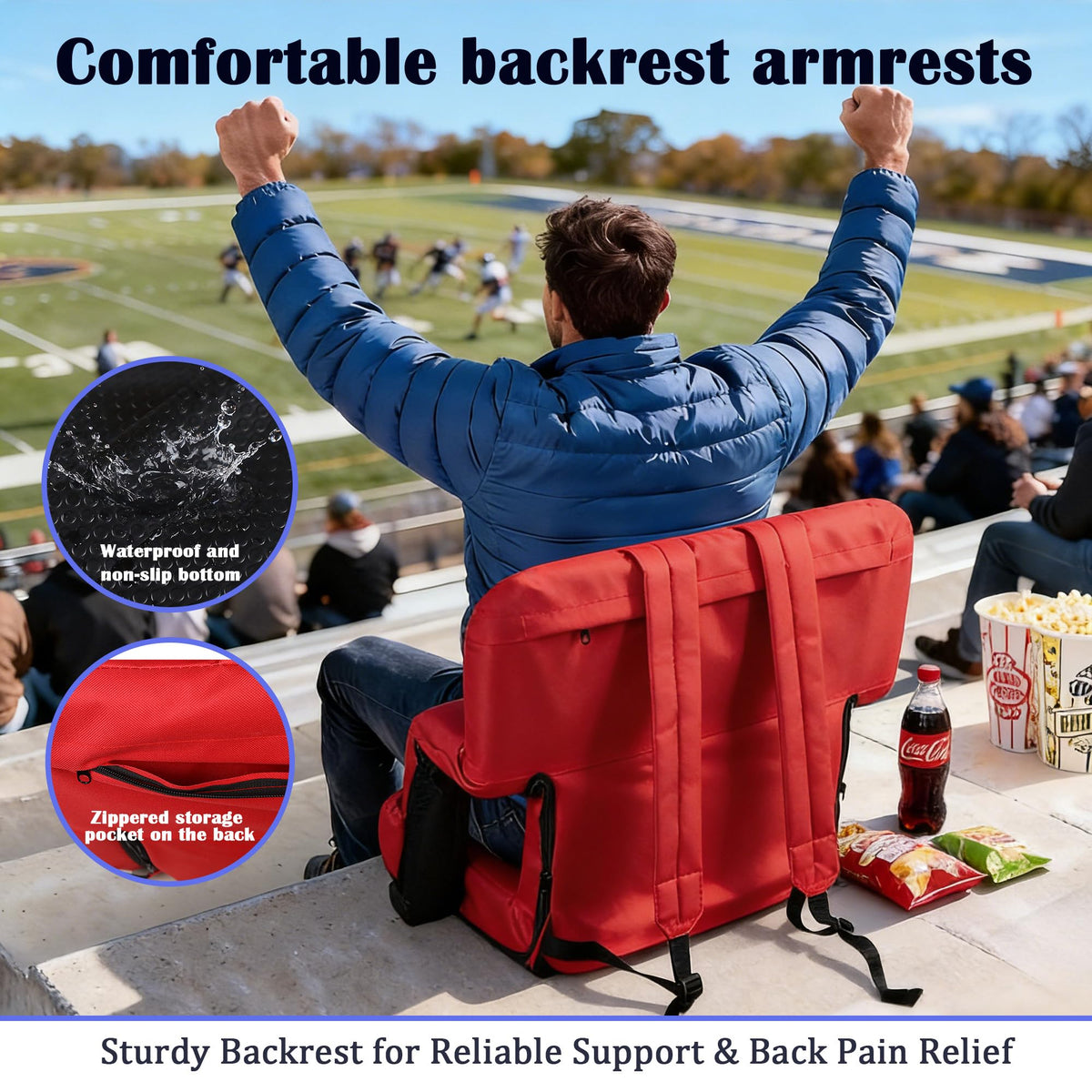 Reclining Bleacher Chair with Back Support R470683