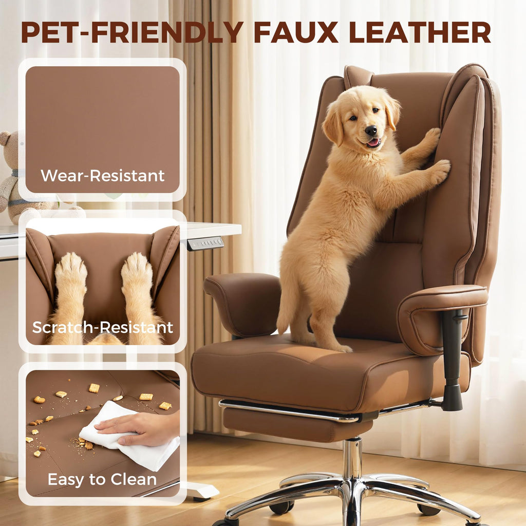Brown Ergonomic Reclining Office Chair with Footrest E433670