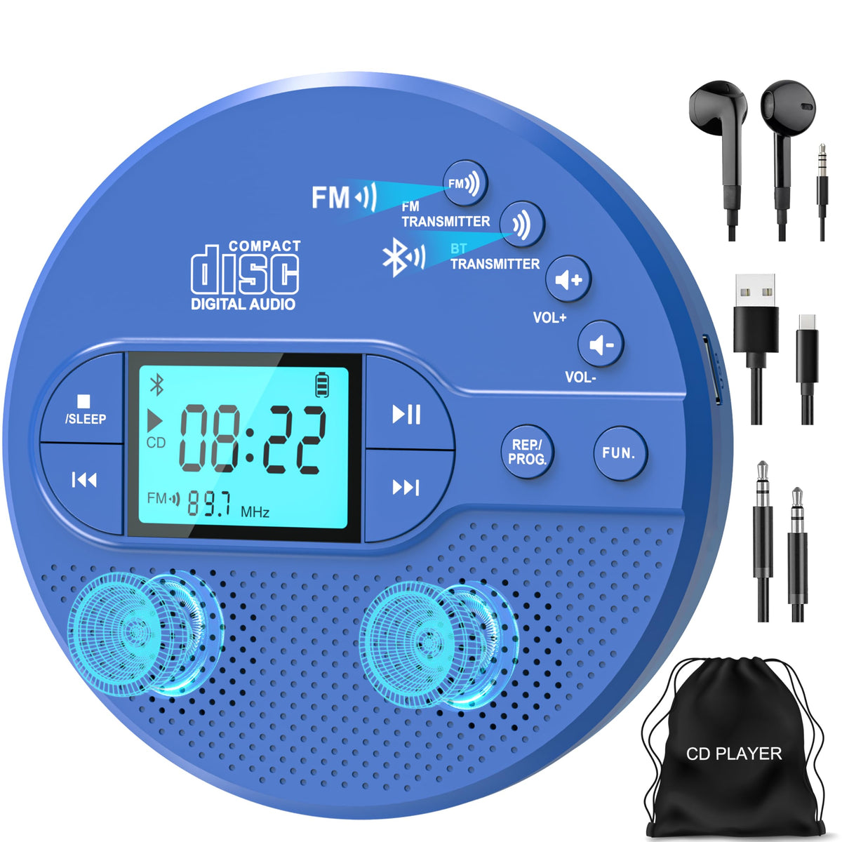 Portable CD Player with FM Transmitter & Speaker M462