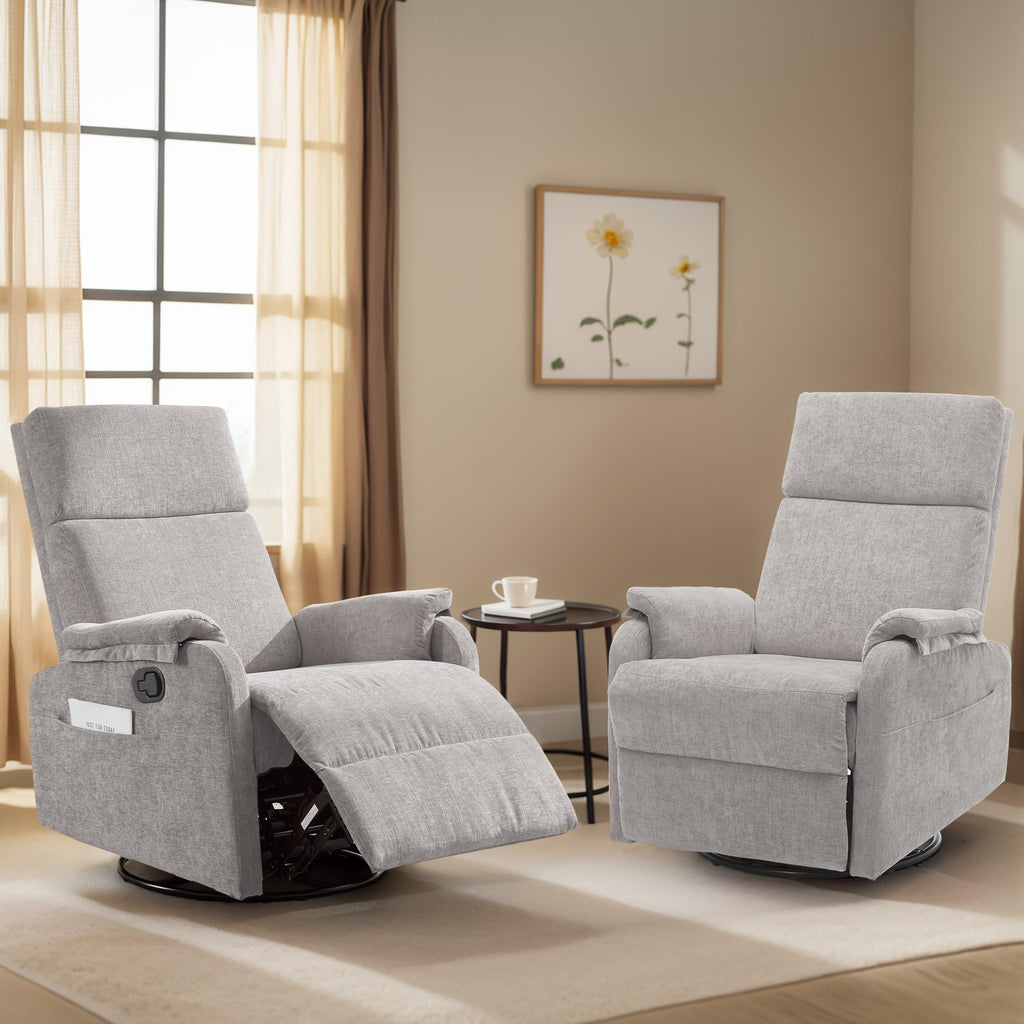Chenille Grey Swivel Rocking Recliner Chair M771127