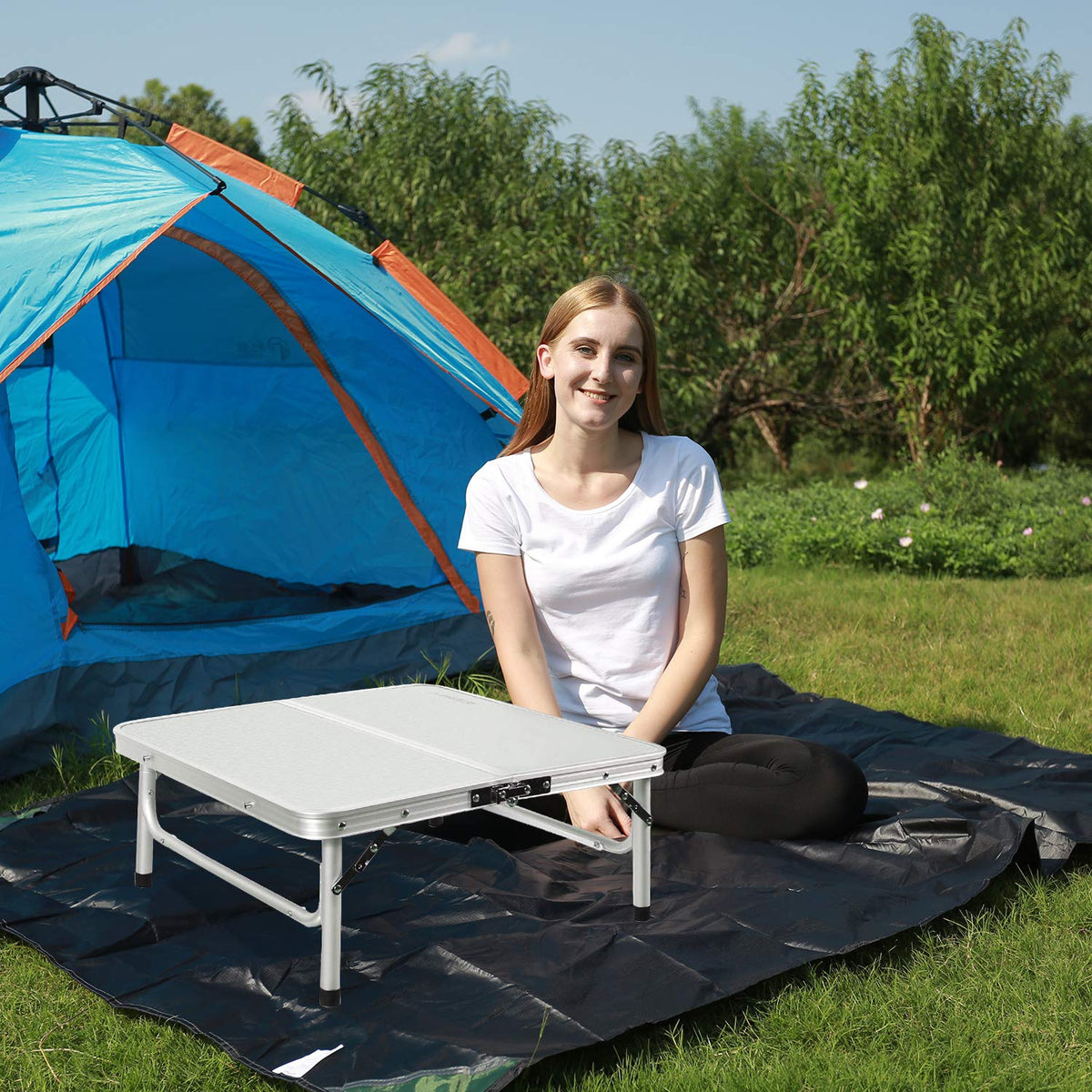 2 Foot Small Square Folding Table with Adjustable Height Z6123
