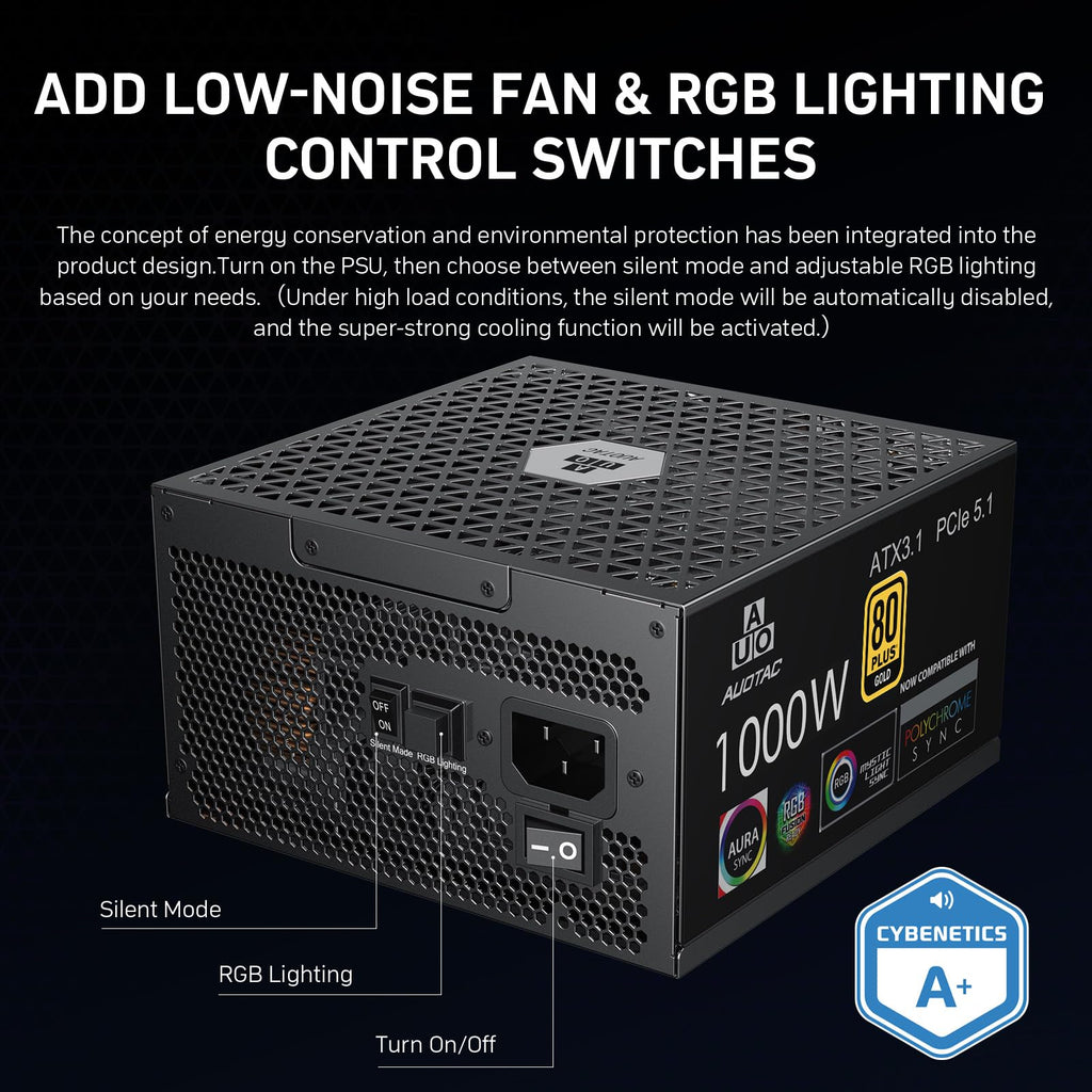 1000W Fully Modular 80+ Gold ATX 3.1 Power Supply E48422