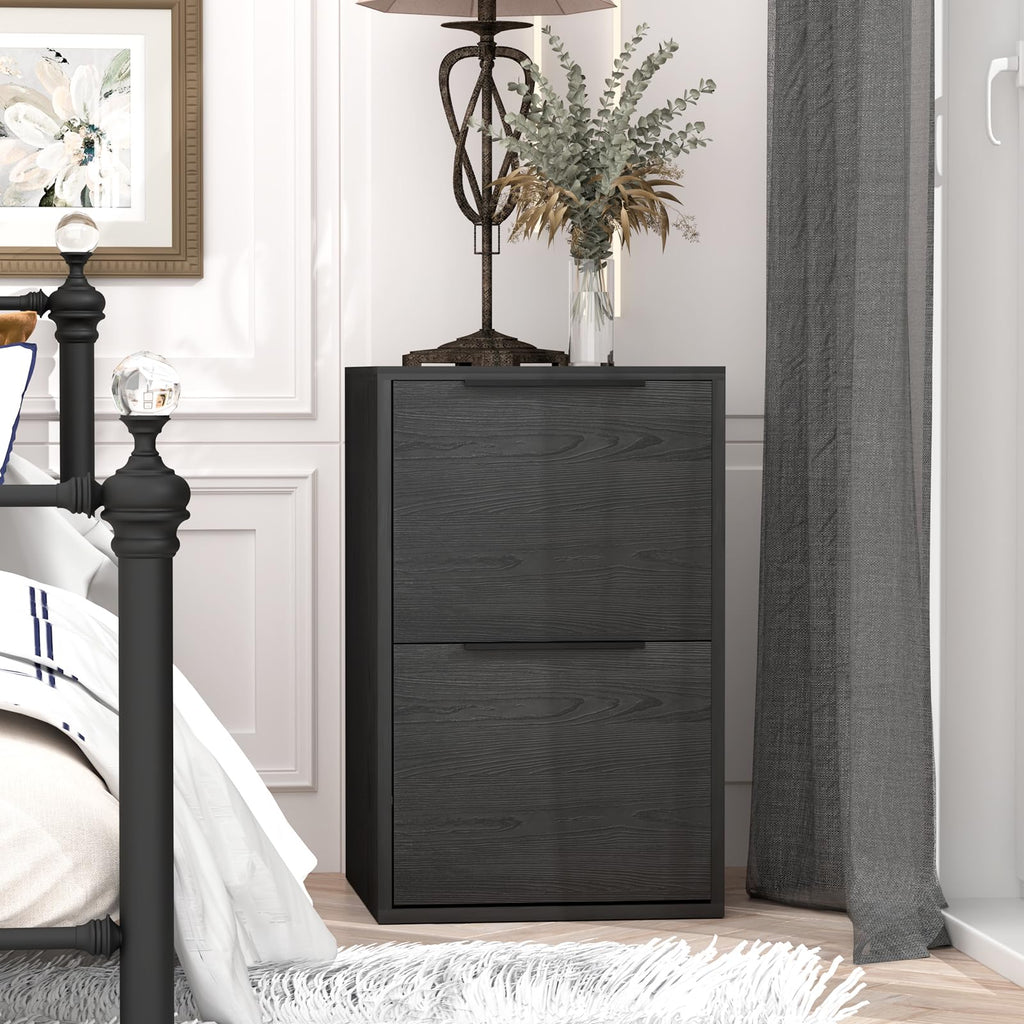 Black Two Drawer Wood File Cabinet J239081
