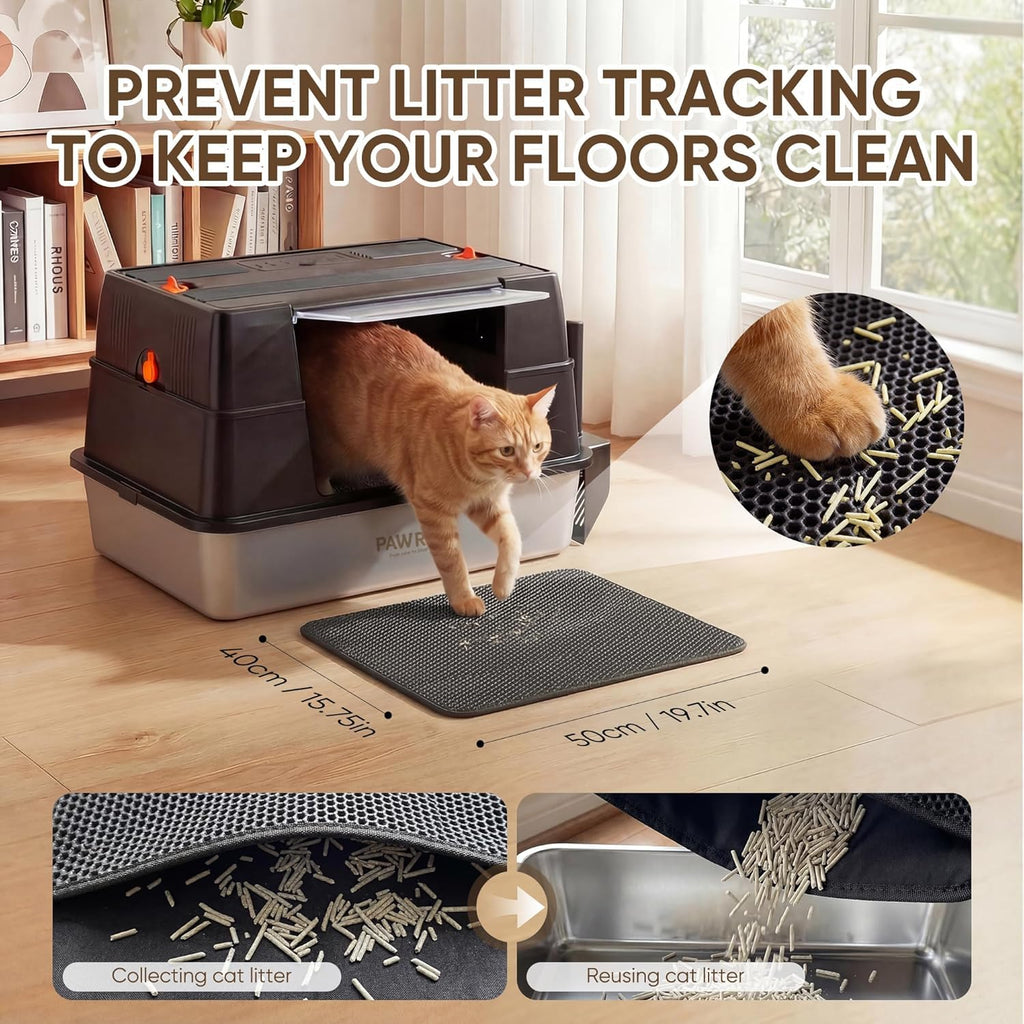 XL Stainless Steel Enclosed Cat Litter Box with Flip-Up Lid C755