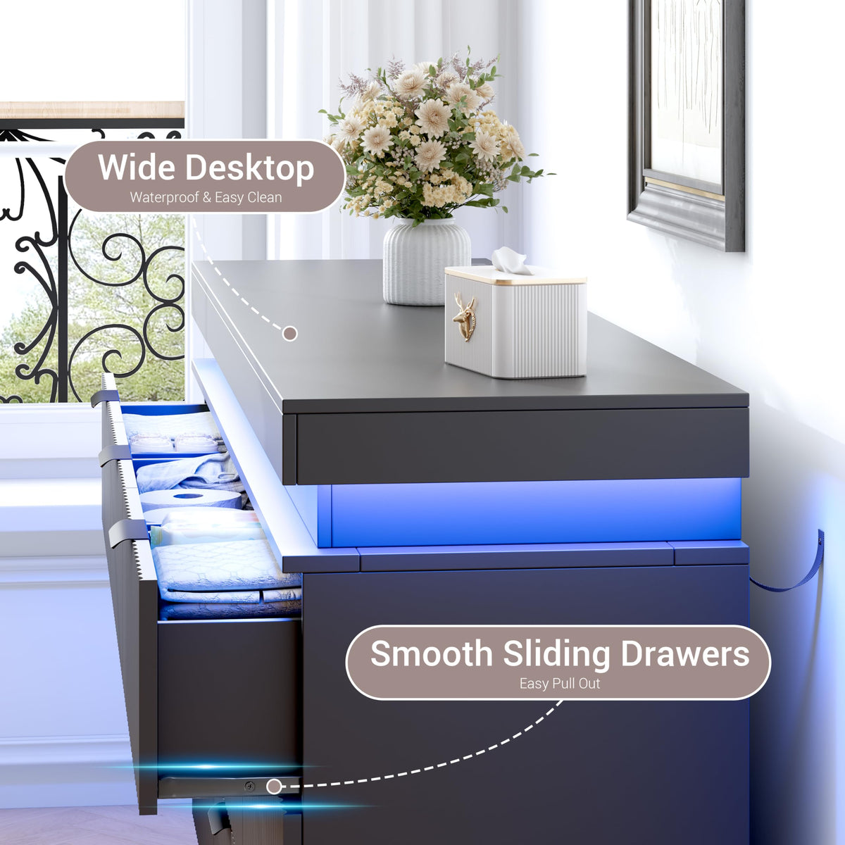 Black 9 Drawer Wood Dresser B2291