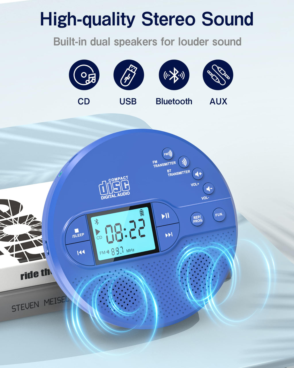 Portable CD Player with FM Transmitter & Speaker M462