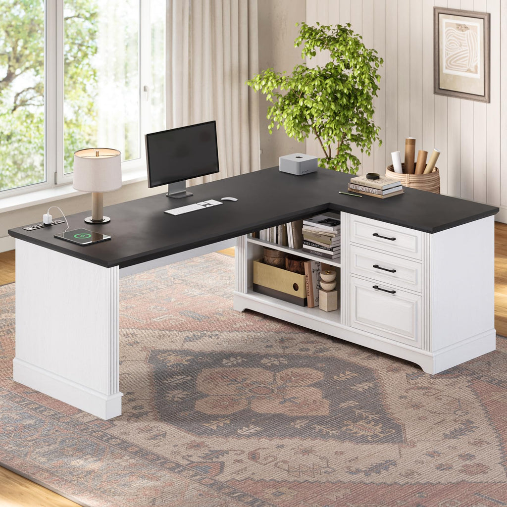 61" L Shaped Desk with Drawers M51453