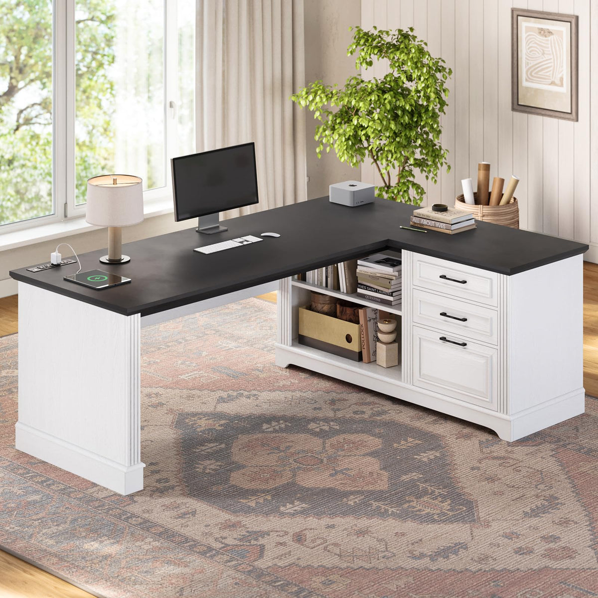 61" L Shaped Desk with Drawers M51453