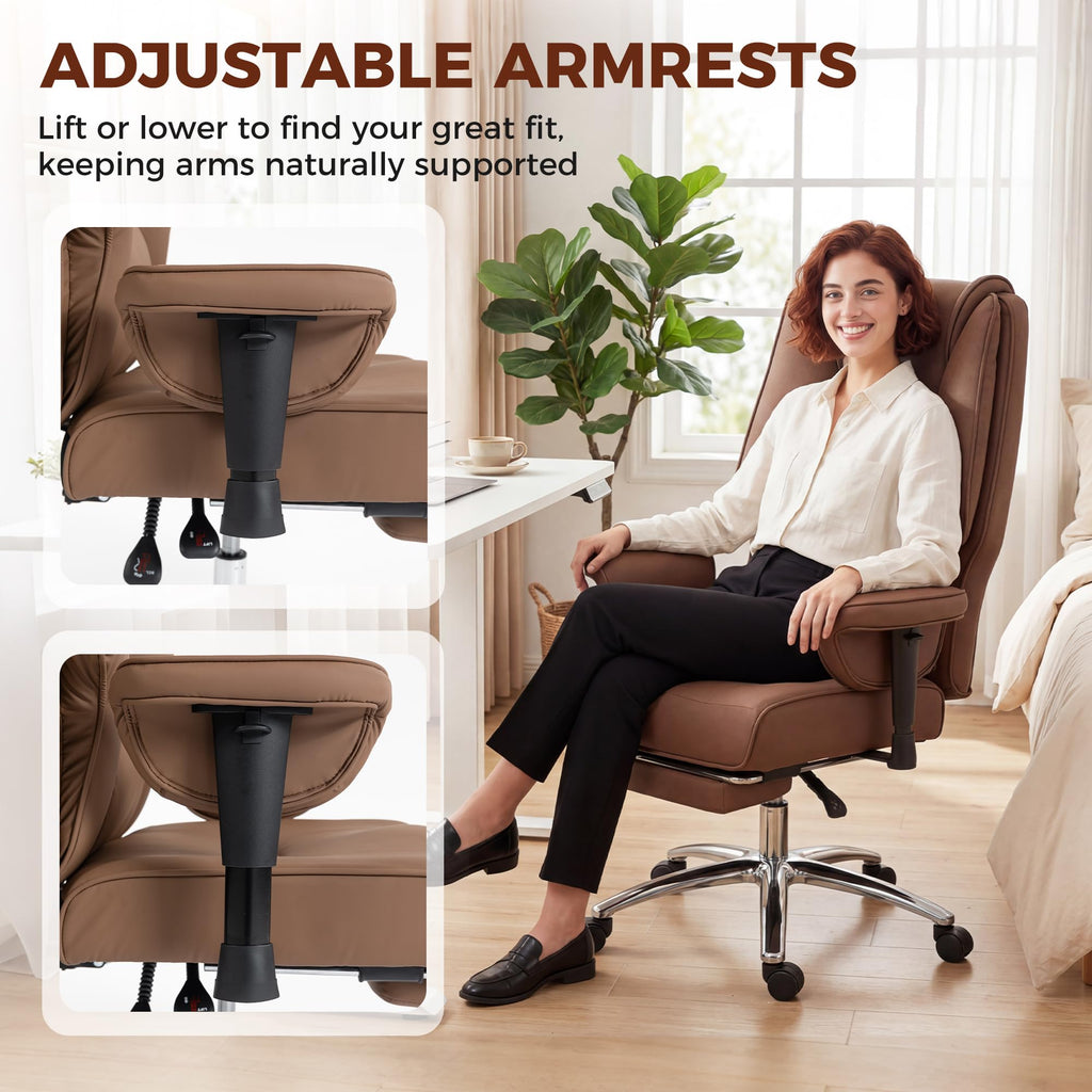 Brown Ergonomic Reclining Office Chair with Footrest E433670