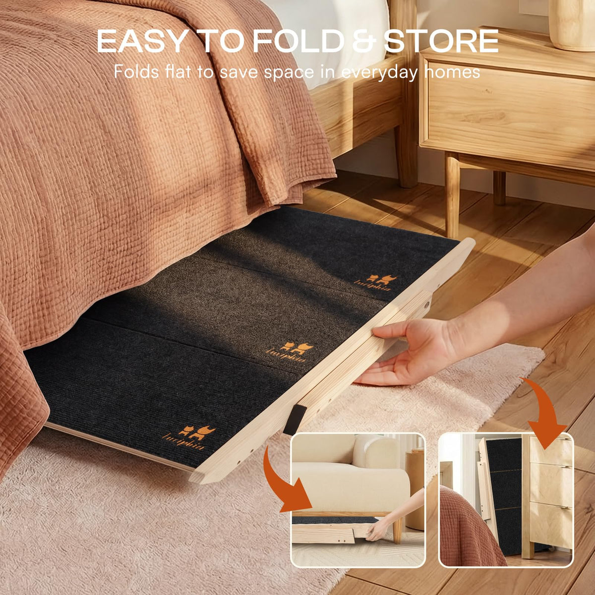 Wooden 4-Step Foldable Anti-Slip Dog Stairs F143