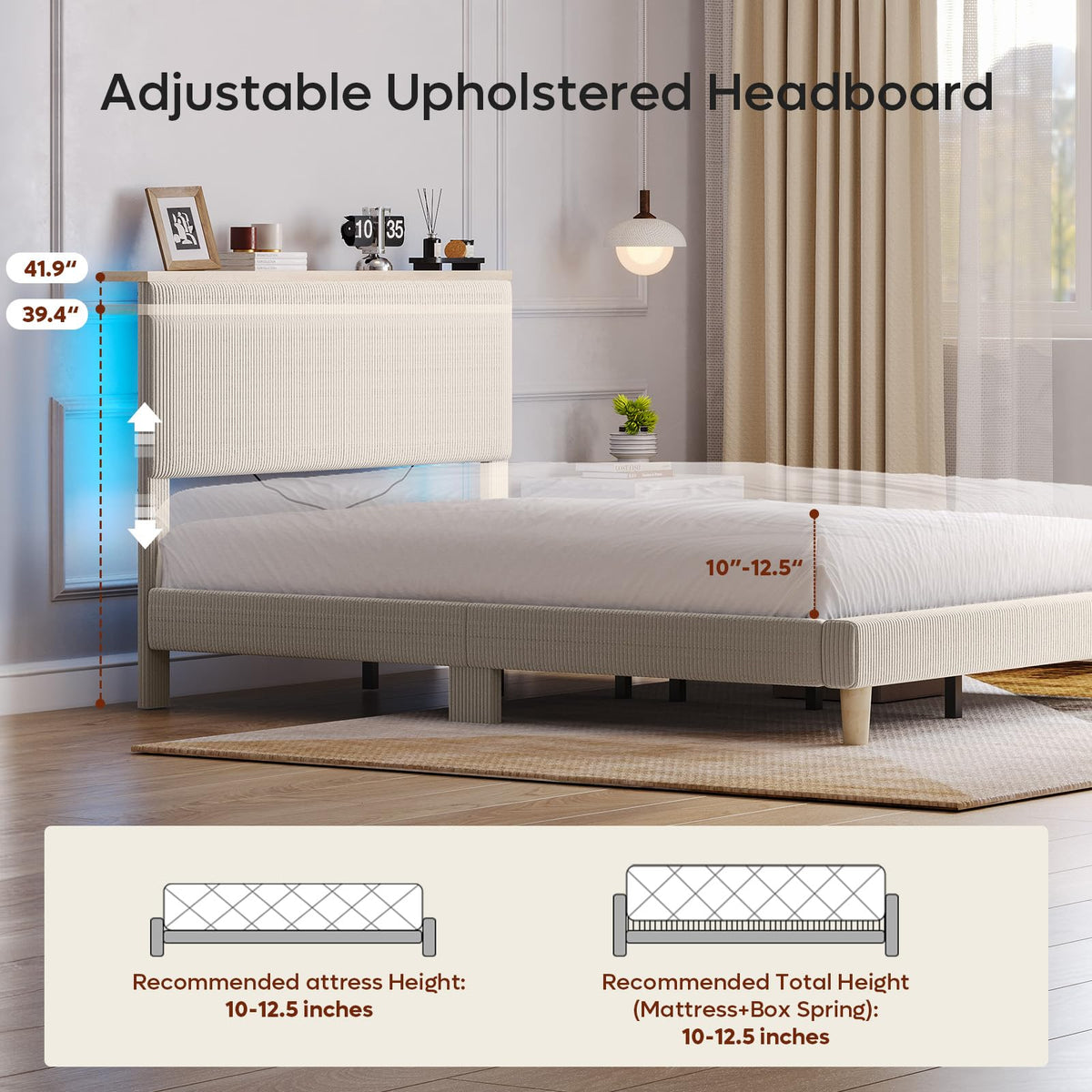 Full Bed Frame with Adjustable Headboard G7854
