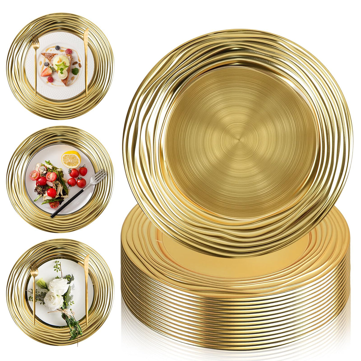 12 Pcs 13 Inch Round Gold Charger Plates J868192