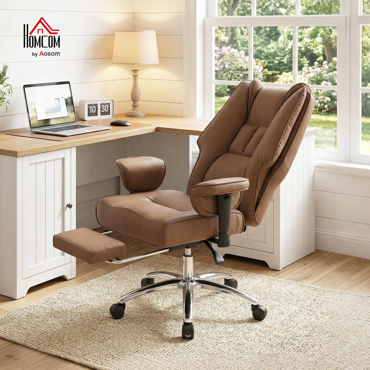 Brown Ergonomic Reclining Office Chair with Footrest E433670