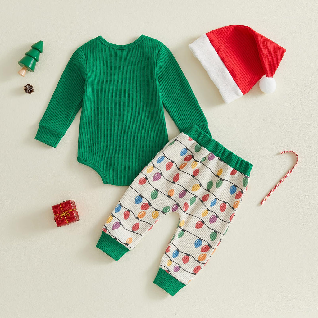 Baby Boy Christmas Outfit Romper Pants Hat F758838