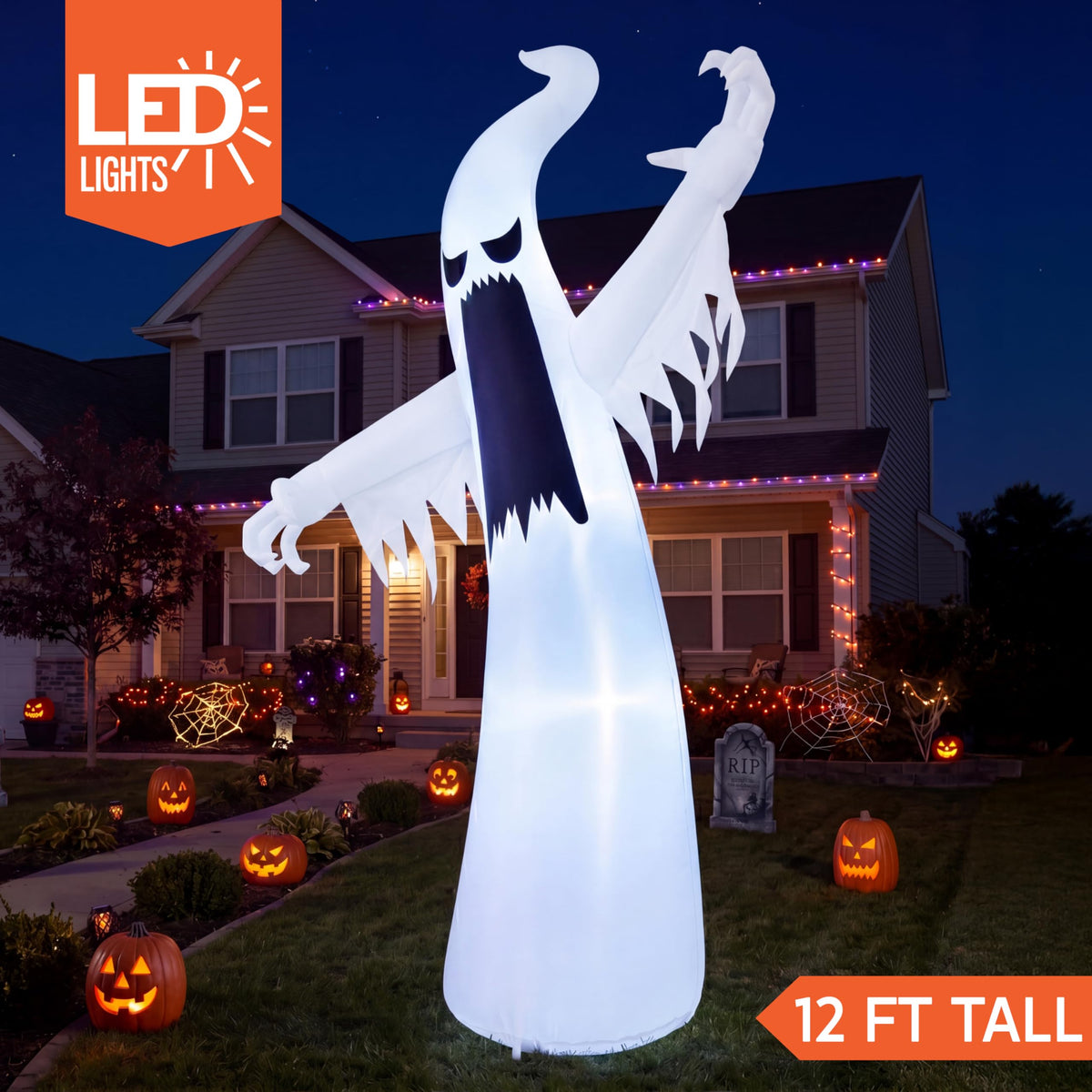 12 FT Inflatable Ghost Outdoor Decoration with LEDs R744984