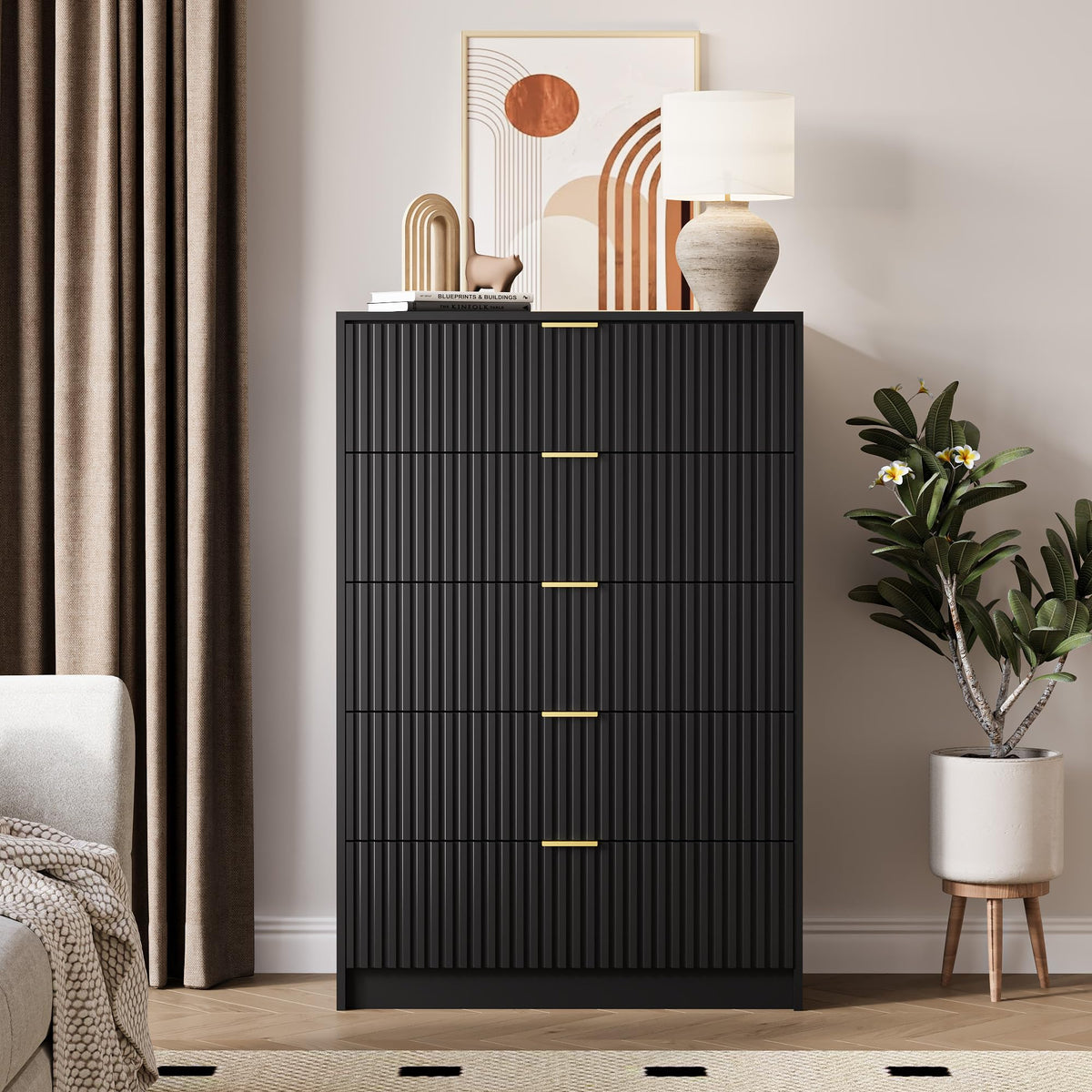 47" Tall Fluted 5-Drawer Dresser T34516