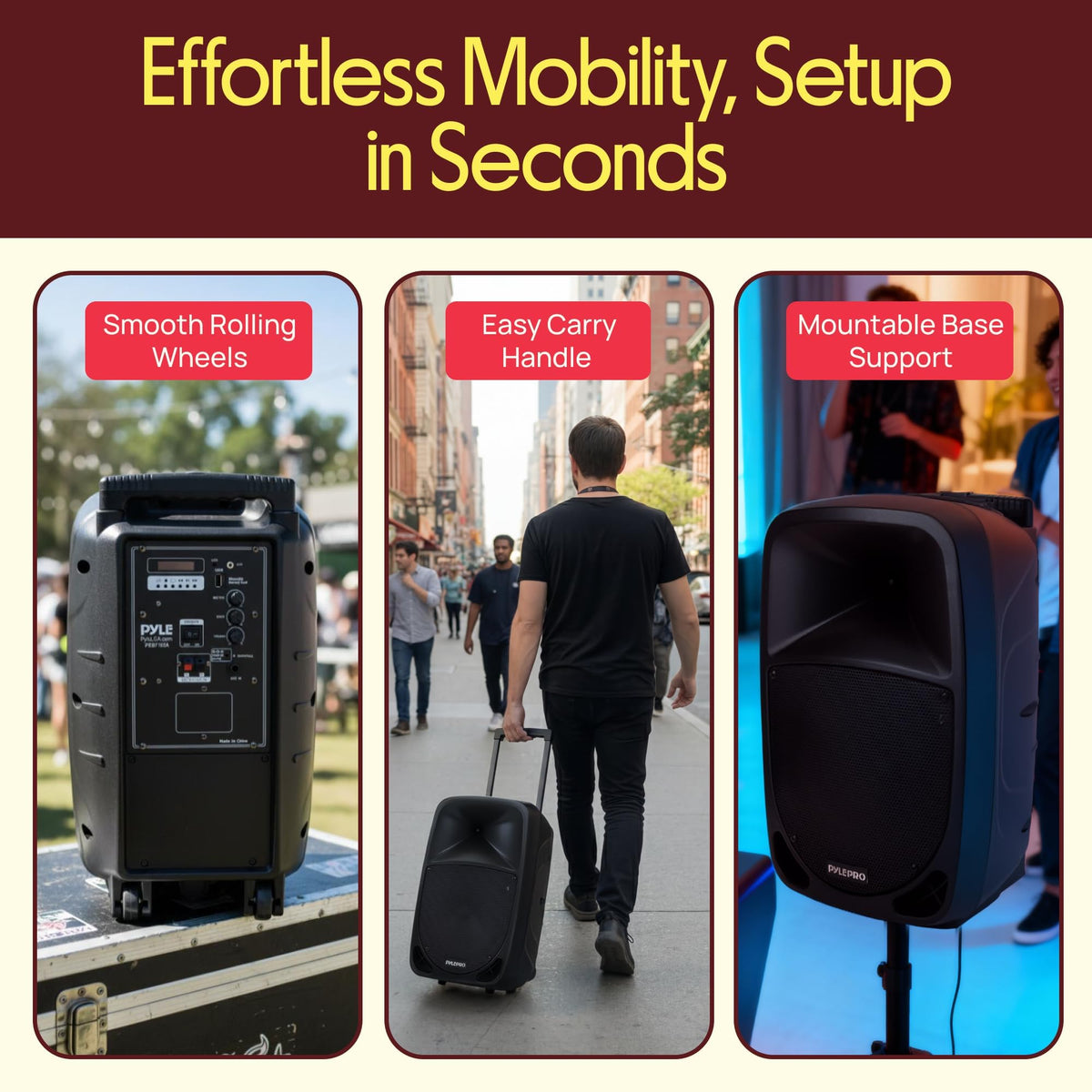 1000W Portable Bluetooth PA Speaker with 10'' Subwoofer and Wireless Mic F3673