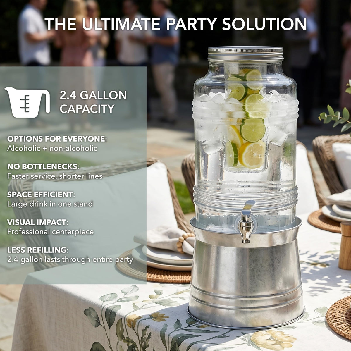 Glass Beverage Dispenser with Metal Stand E1977