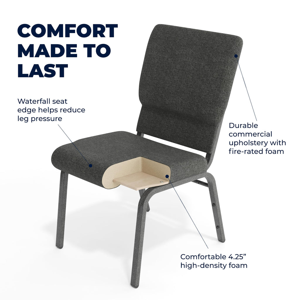 Dark Gray Fabric Stacking Church Chair 4 Pack R127
