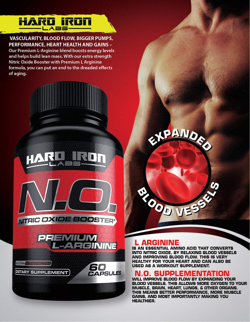 120 Capsules L-Arginine L-Citrulline Beta Alanine Pre-Workout Supplement S10650
