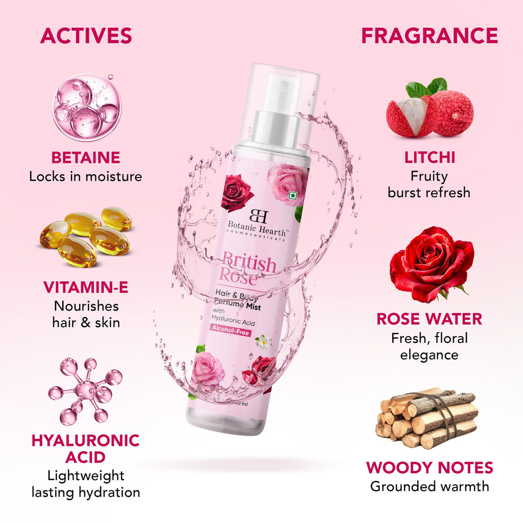 British Rose Body Spray & Hair Perfume 3.4oz U760