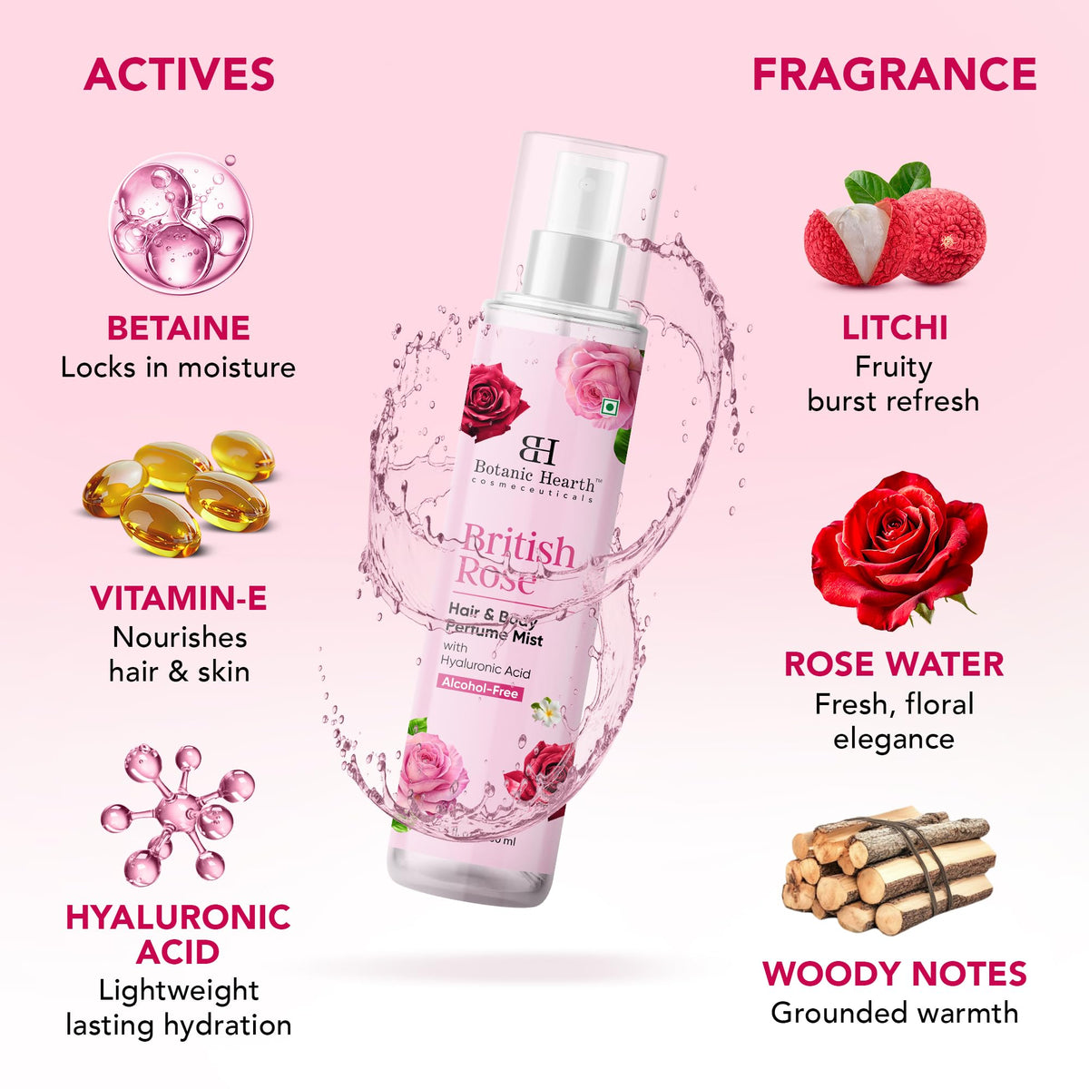 British Rose Body Spray & Hair Perfume 3.4oz U760