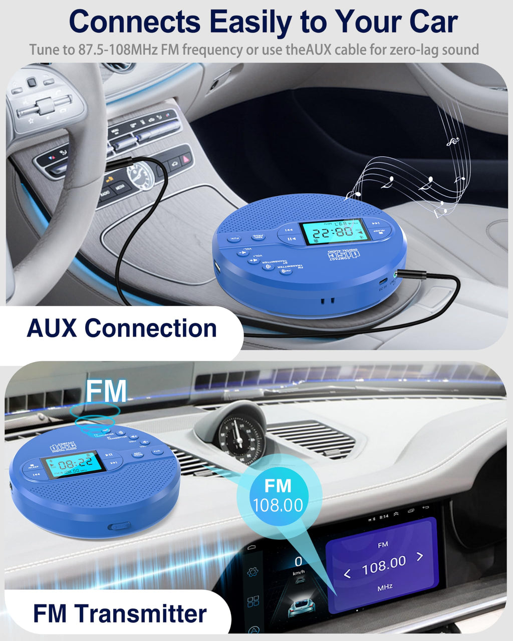 Portable CD Player with FM Transmitter & Speaker M462