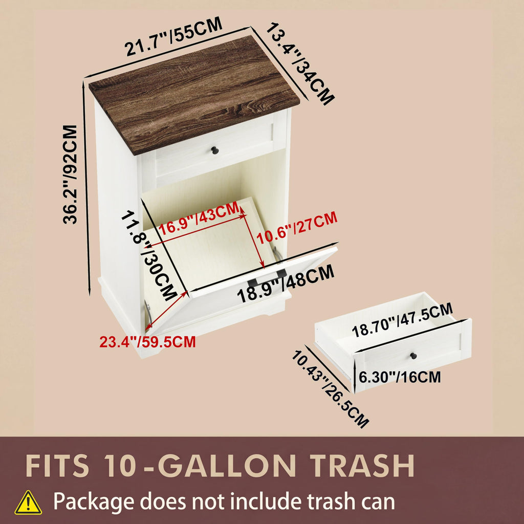Double Tilt Out Trash Cabinet for 10 Gallon Trash Cans, Antique White G28285