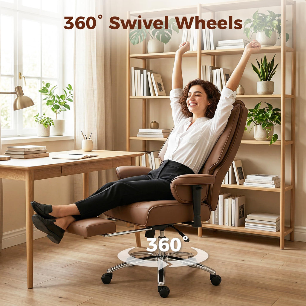 Brown Ergonomic Reclining Office Chair with Footrest E433670
