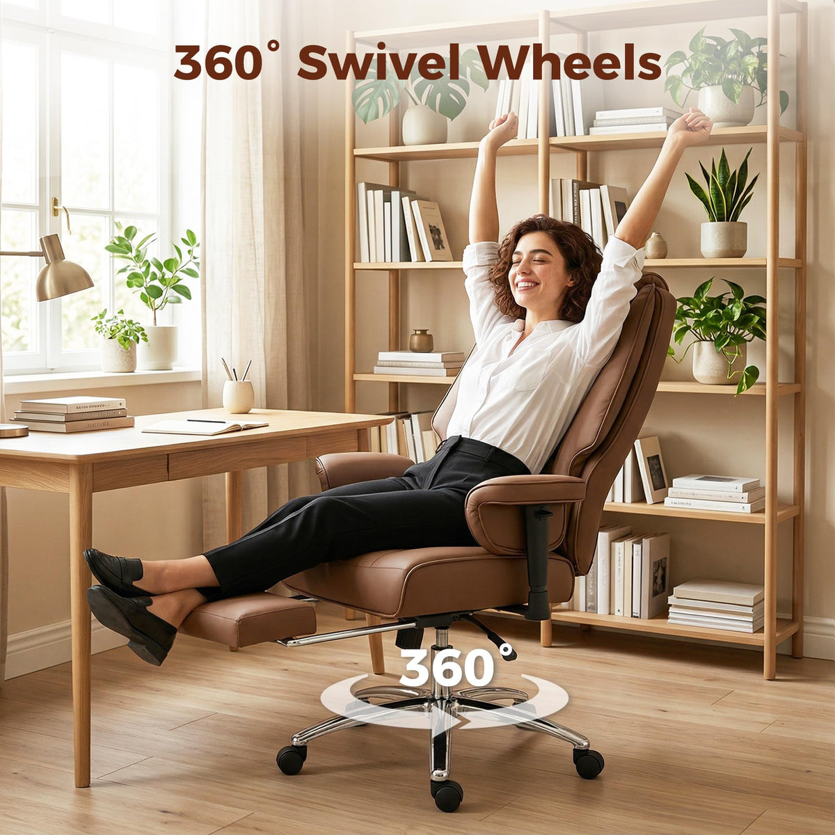 Brown Ergonomic Reclining Office Chair with Footrest E433670