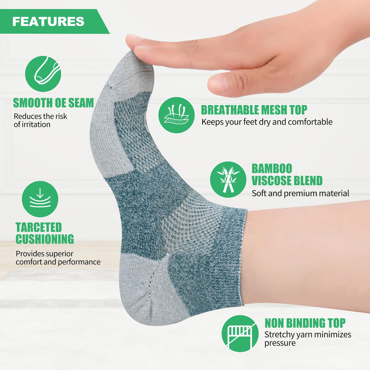 Diabetic Ankle & Low Cut Socks, 6 Pairs Y704077
