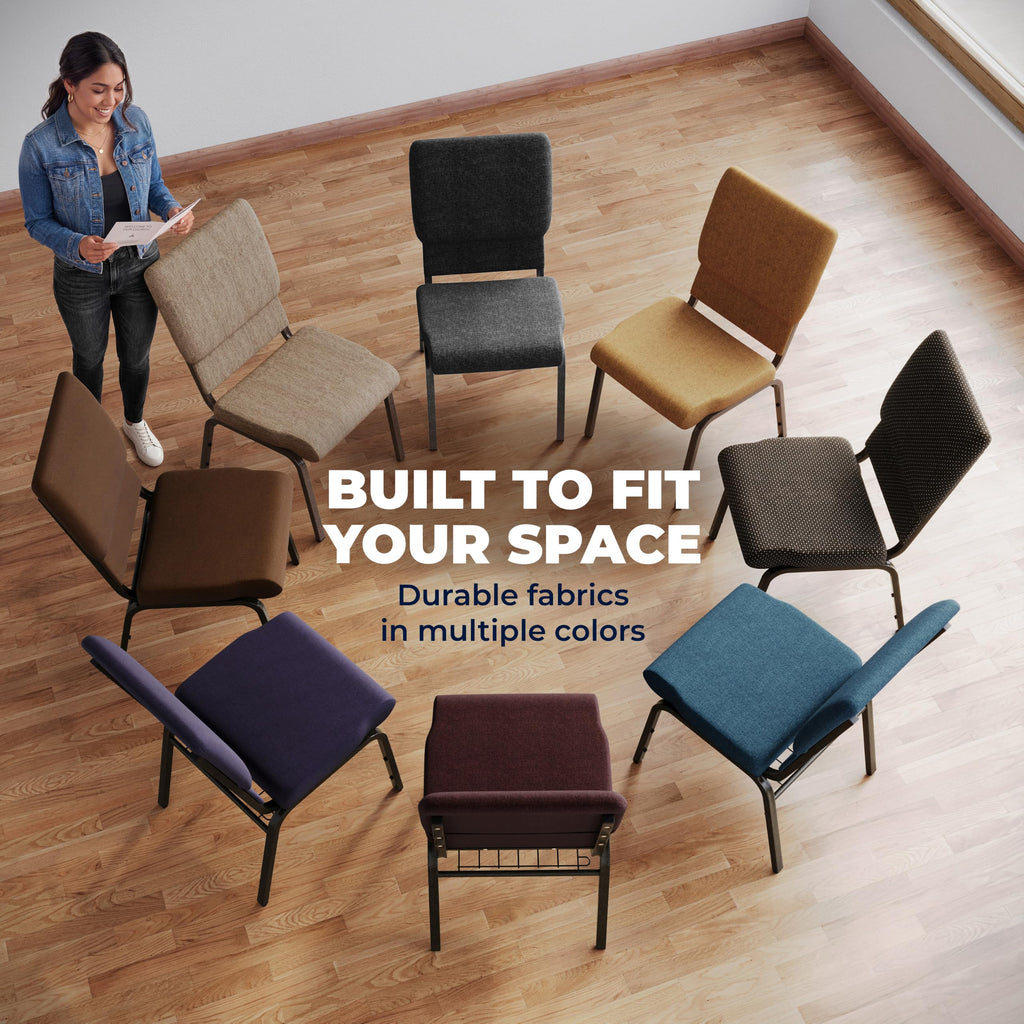 Dark Gray Fabric Stacking Church Chair 4 Pack R127
